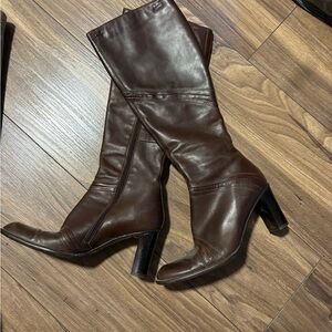 Elegant Brown Leather Knee-High Boots